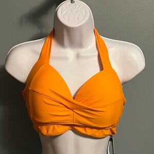 Tempt Me Vibrant Orange Halter Bikini Top NWT Medium 8/10